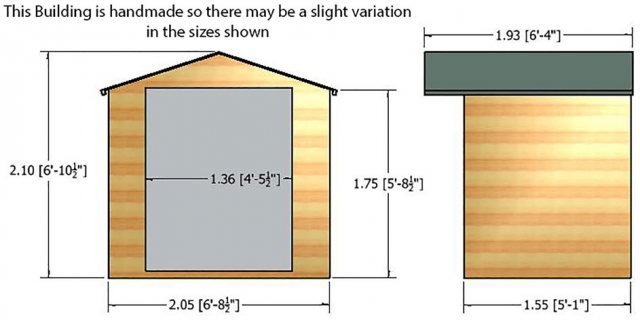7 x 5 Shire Mumley Summerhouse - Pressure Treated - external dimensions