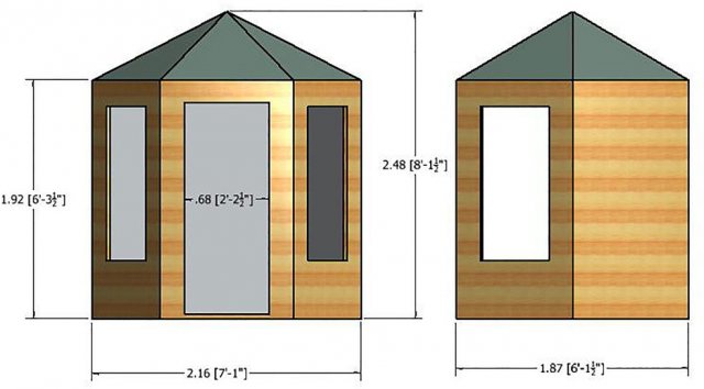 7 x 6 Shire Summerhouse Gazebo - Pressure Treated - external dimensions