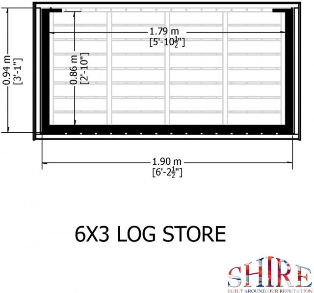 7 x 3 Shire Large Heavy Duty Log Store - floor plan