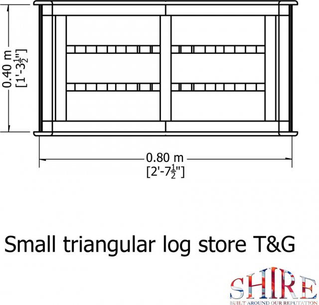 3 x 2 Shire T&G Small Triangular Log Store - Pressure Treated - floor plan