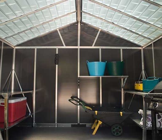 11 x 9 Palram Yukon Plastic Apex Shed - Dark Grey - translucent roof