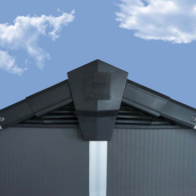 11 x 13 Palram Yukon Plastic Apex Shed - Dark Grey - pinnacle of roof