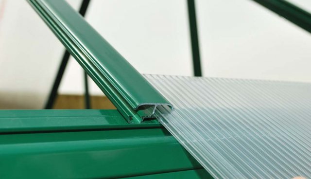 6 x 4 Palram Mythos Greenhouse in Green - easy slide polycarbonate panels