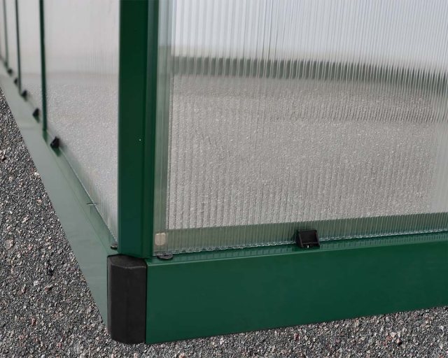 6 x 10 Palram Mythos Greenhouse in Green - galvanised steel base aids stability