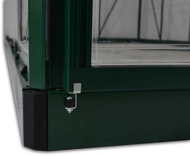Palram Harmony Greenhouse in Green - galvanised steel base aids stability
