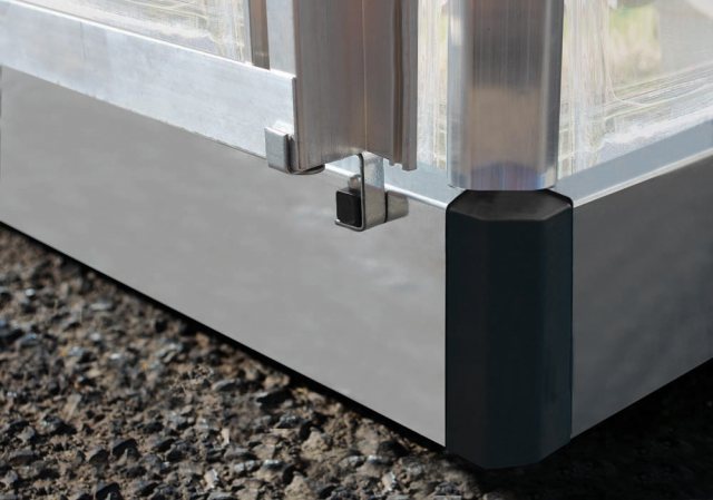 Palram Harmony Greenhouse in Silver - galvanised steel base aids stability