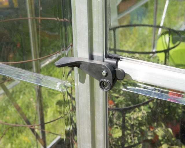 Palram Harmony Greenhouse in Silver - door handle can be locked with a padlock
