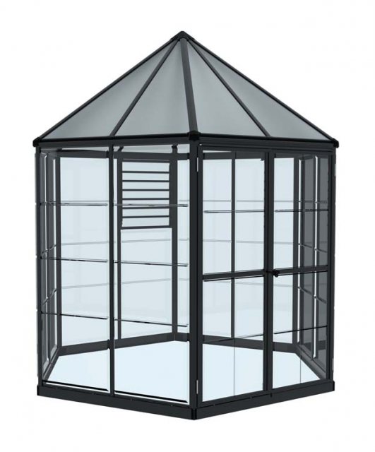 8ft Palram Oasis Hexagonal Greenhouse in Grey - isolated view