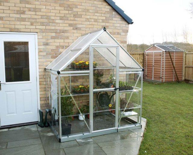 6 x 4 Palram Hybrid Greenhouse in Silver - in situ