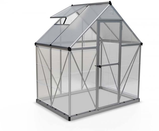 6 x 4 Palram Hybrid Greenhouse in Silver - isolated view
