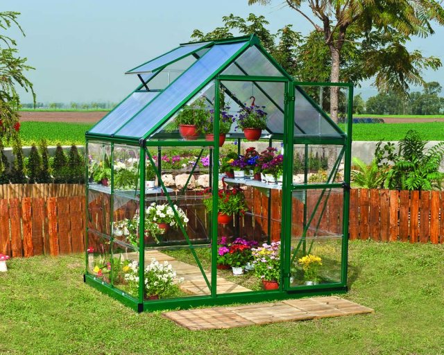 6 x 4 Palram Hybrid Greenhouse in Green - in situ