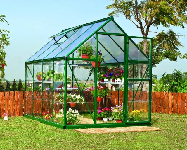 6 x 8 Palram Hybrid Greenhouse in Green - in situ