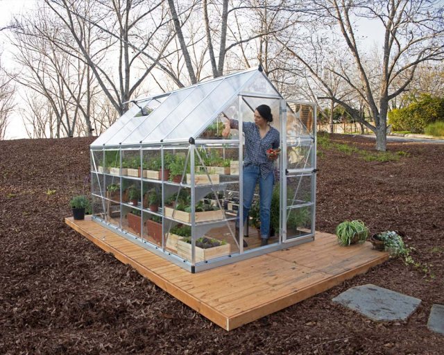 6 x 10 Palram Hybrid Greenhouse in Silver - in situ