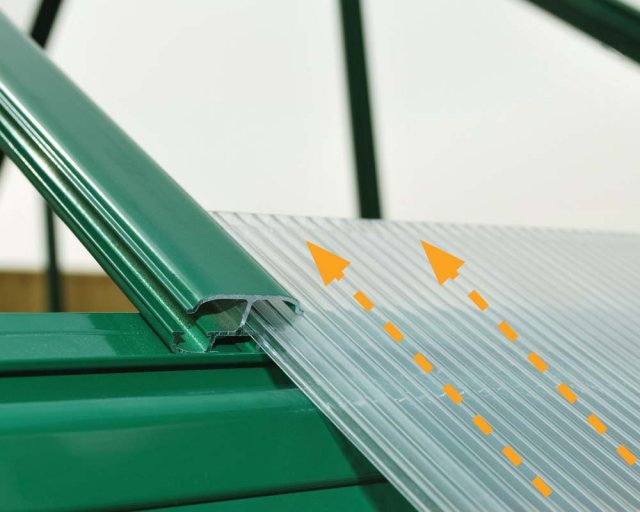Palram Hybrid Greenhouse in Green - easy slide polycarbonate panels