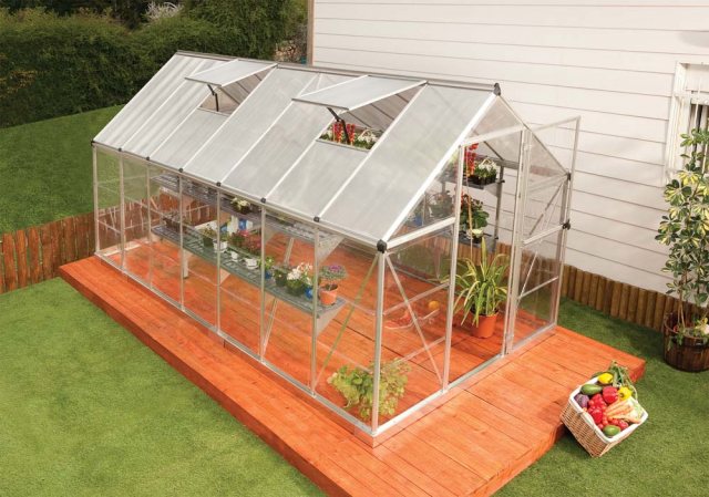 6 x 14 Palram Hybrid Greenhouse in Silver - in situ