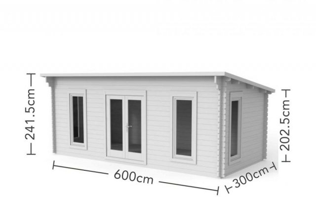 10 x 20 Forest Arley Pent Log Cabin - dimensions