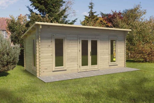 10 x 20 Forest Arley Pent Log Cabin - full view