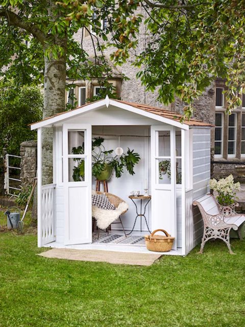Protek Royal Exterior Paint - China Clay lifestyle on summerhouse