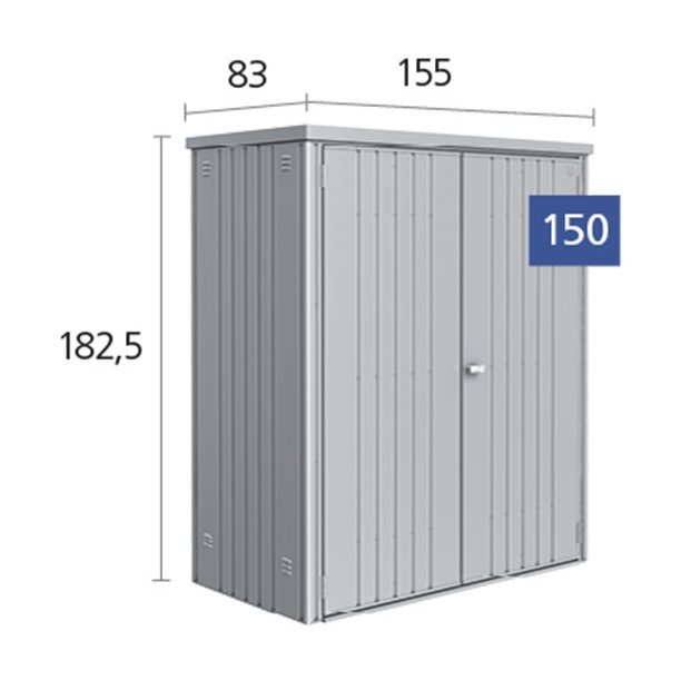 5 x 3 (1.55m x 0.83m) Biohort Equipment Locker 150 - Dimensions