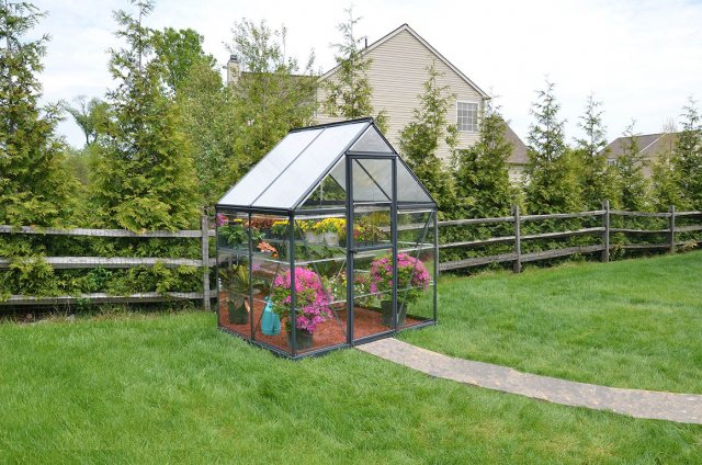 6 x 4 Palram Hybrid Greenhouse in Grey - in situ