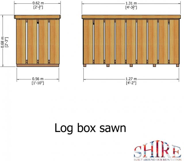 4 x 2 Shire Pressure Treated Log Box with Sawn Timber - dimensions diagram