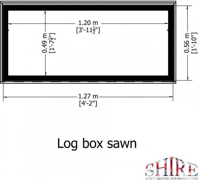 4 x 2 Shire Pressure Treated Log Box with Sawn Timber - footprint measurements