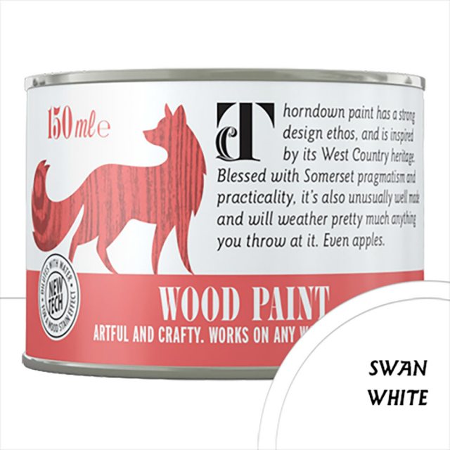 Thorndown Wood Paint 150ml - Swan White - Pot shot