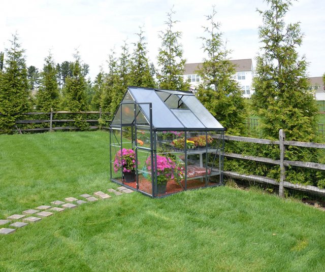 6 x 6 Palram Hybrid Greenhouse in Grey - in situ