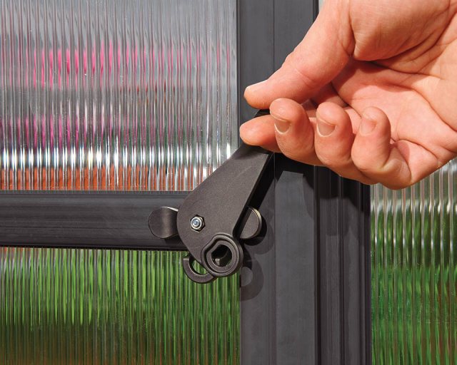 Palram Hybrid Greenhouse in Grey - door handle can be locked with a padlock