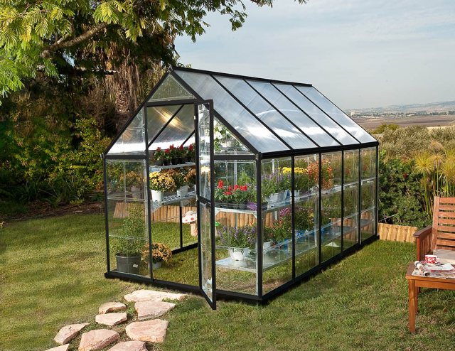 Palram Hybrid Greenhouse in Grey - in situ