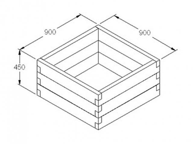 Forest Caledonian Square Raised Bed  - Dimensions