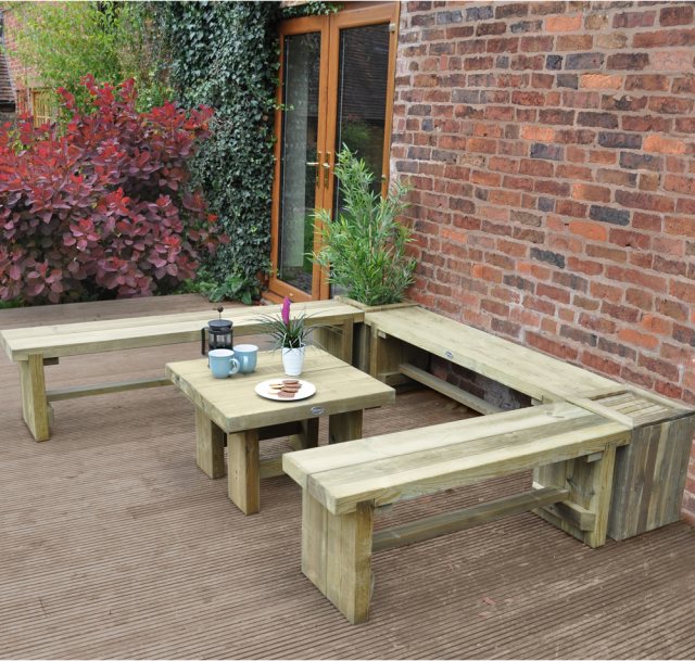 4ft Forest Double Sleeper Bench -  Pressure Treated - 3 insitu without planters