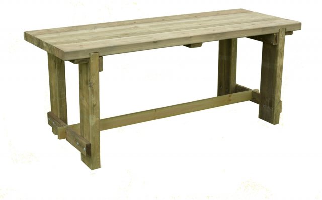 6ft Forest Refectory Table - Pressure Treated - isolated and angled