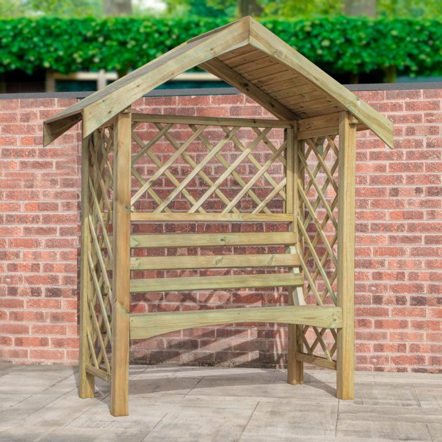 Mercia Swing Arm Arbour Seat - Pressure Treated - insit angled