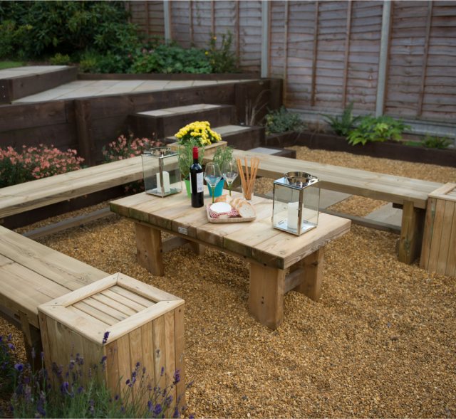6ft Forest Double Sleeper Bench -  Pressure Treated - showing how to display 3 benches