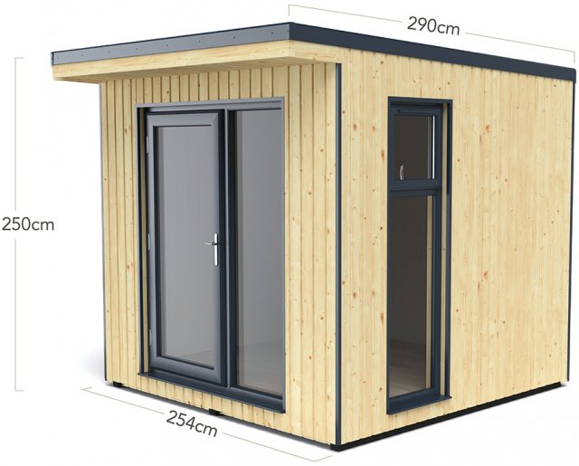 8x9 Forest Xtend 2.5 Insulated Garden Office - dimensions