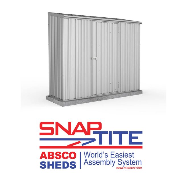 7x3 Mercia Absco Space Saver Pent Metal Shed in Zinc - world's easiest assembly system