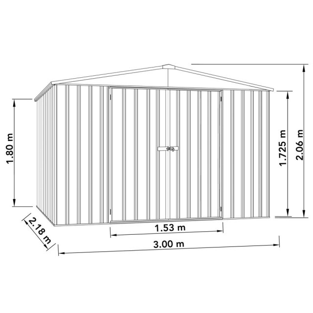 10x7 Mercia Absco Regent Metal Shed in Woodland Grey - dimensions