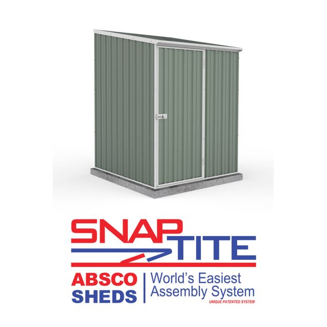 5x5 Mercia Absco Space Saver Pent Metal Shed in Pale Eucalyptus - world's easiest assembly system