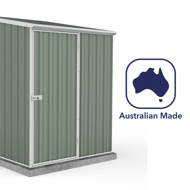 5x5 Mercia Absco Space Saver Pent Metal Shed in Pale Eucalyptus - manufactured in Australia