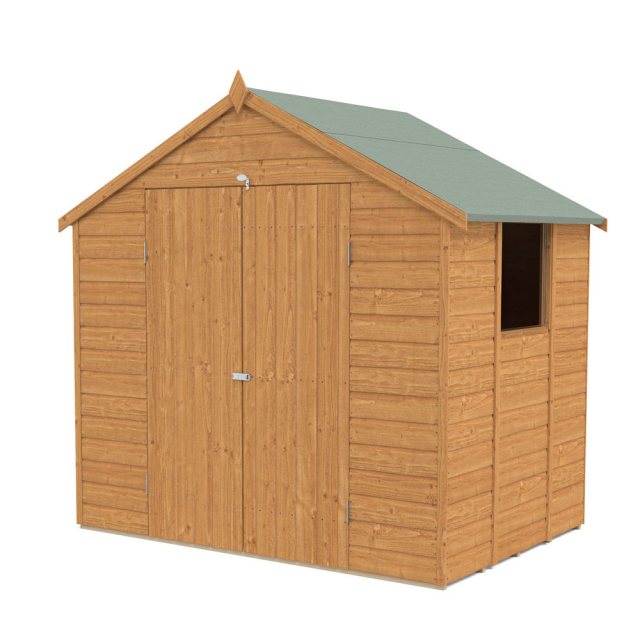 5x7 Forest Shiplap Apex Shed with Double Doors - White Background, Doors Closed