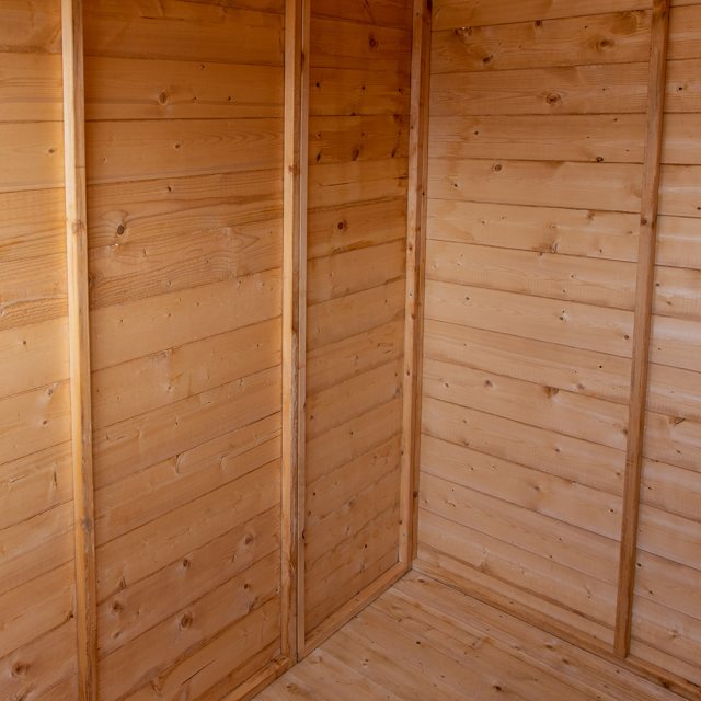 10x8 Mercia Shiplap Apex & Reverse Apex Shed - Windowless - close up of robust framing