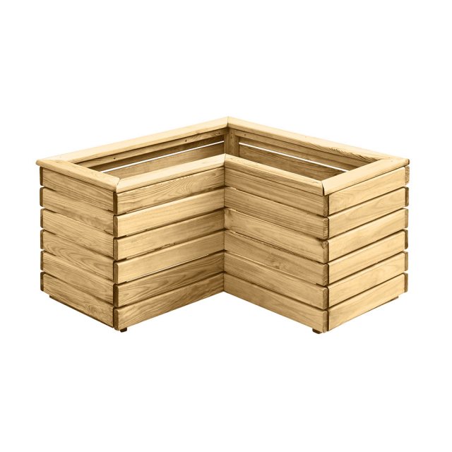 Forest Linear Corner Wooden Planter 0.8m - isolated image with inner corner view