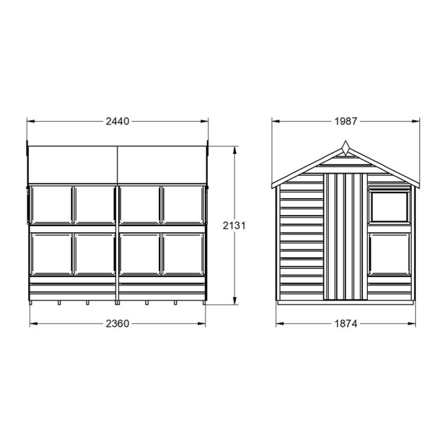 Forest Shiplap Potting Shed - plan with dimensions