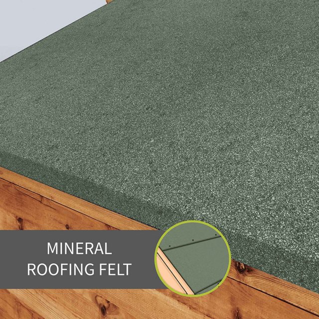 8x4 Mercia Premium Shiplap Pent Shed - mineral roofing felt