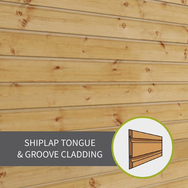 8x4 Mercia Premium Shiplap Pent Shed - tongue and groove wall cladding