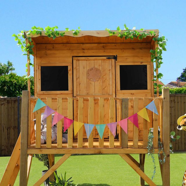 Mercia Pent Style Playhouse with Tower - insitu front elevation