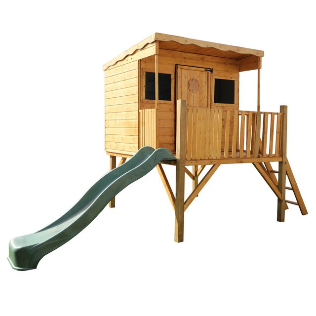 Mercia Pent Style Playhouse with Tower & Slide - isolated