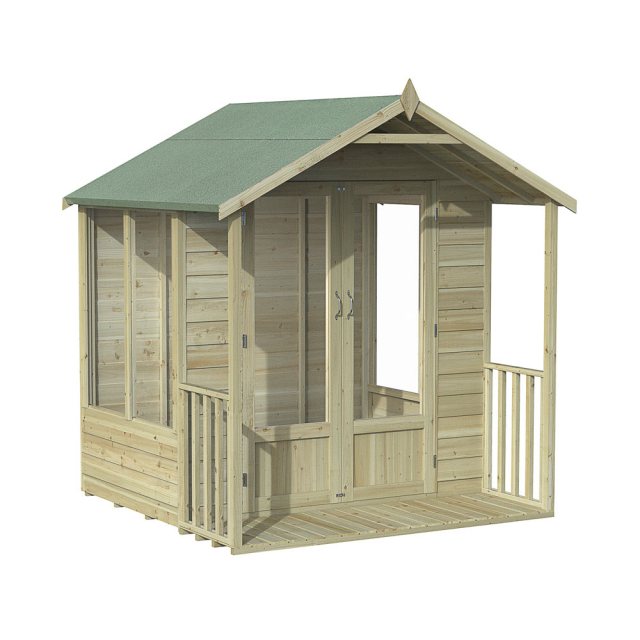 6x6 Forest Oakley Summerhouse with Veranda - Pressure Treated - isloated with doors closed