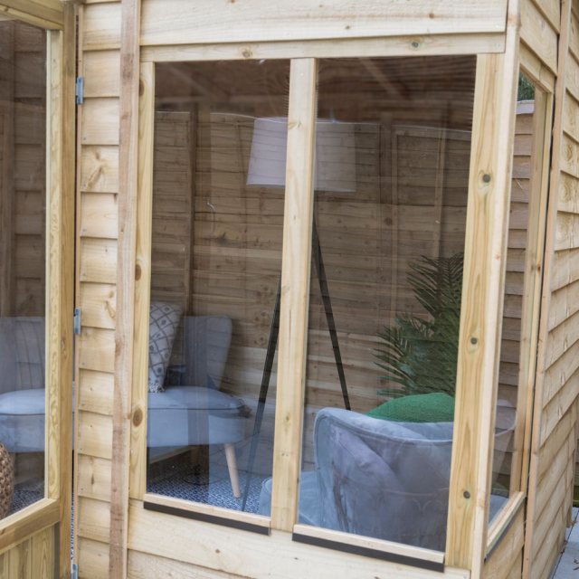 6x6 Forest Oakley Summerhouse with Veranda - Pressure Treated - close up of large double window